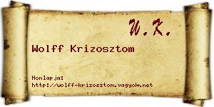Wolff Krizosztom névjegykártya